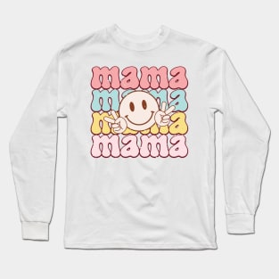 Mama Mama Smiley Face Long Sleeve T-Shirt